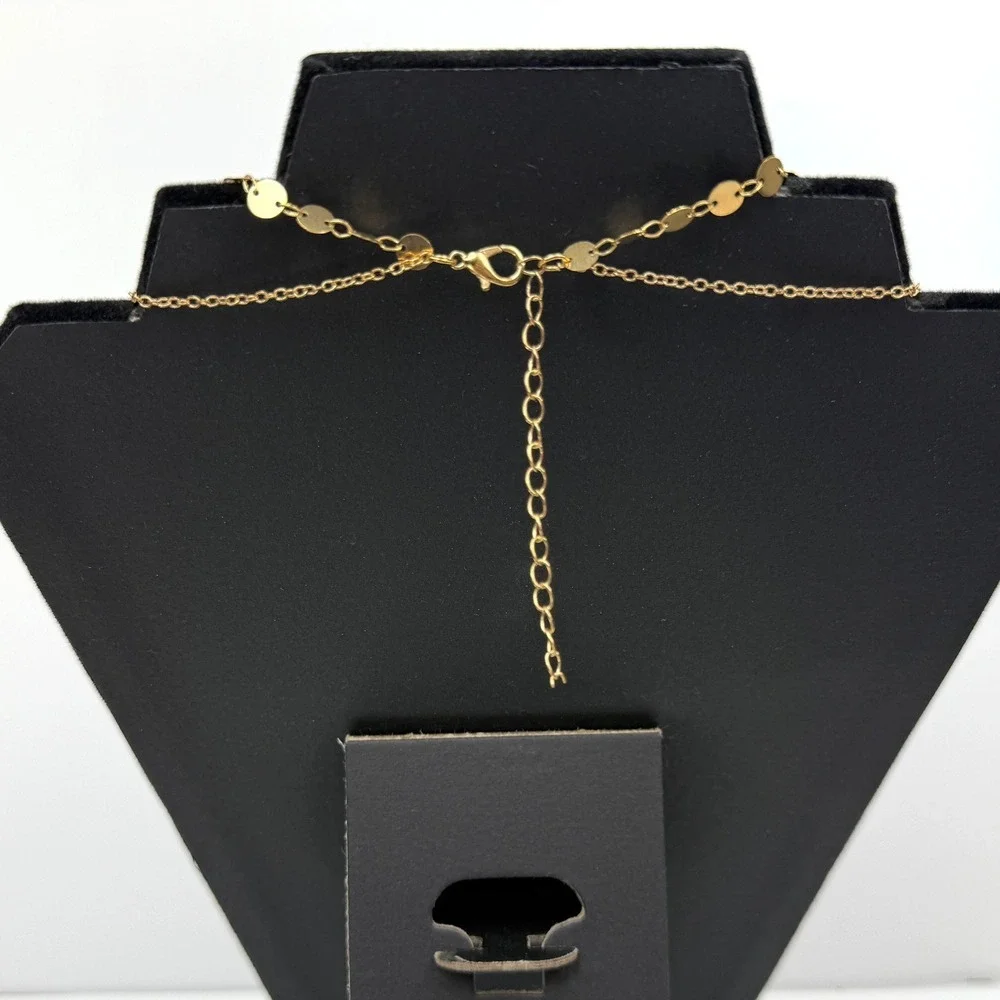 Layered Pendant Charm Necklace Y2K Gold Tone Dainty Fashion Jewelry 13 in L